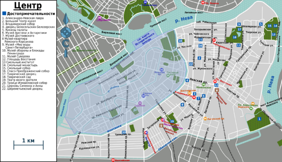 Санкт-Петербург центр карта - схема достопримечательностей