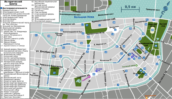 Исторический центр Санкт-Петребурга карта-схема